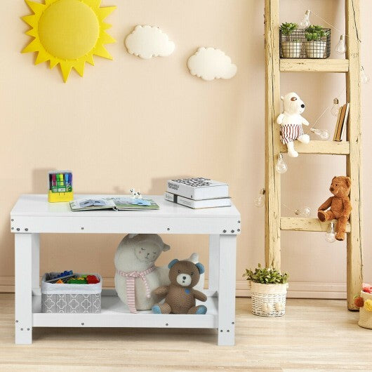 Solid Multifunctional Wood Kids Activity Play Table-White - Color: White W2B