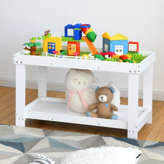 Solid Multifunctional Wood Kids Activity Play Table-White - Color: White W2B