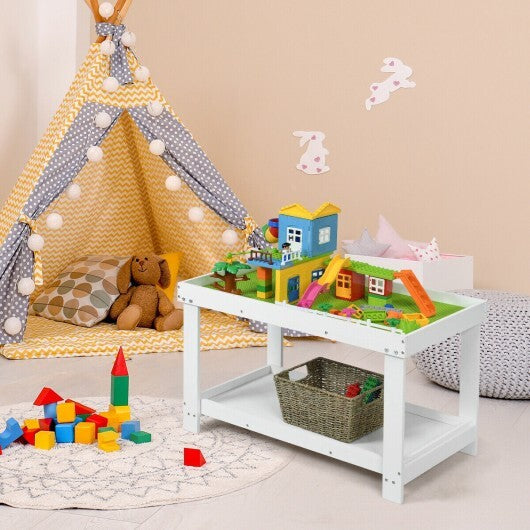 Solid Multifunctional Wood Kids Activity Play Table-White - Color: White W2B