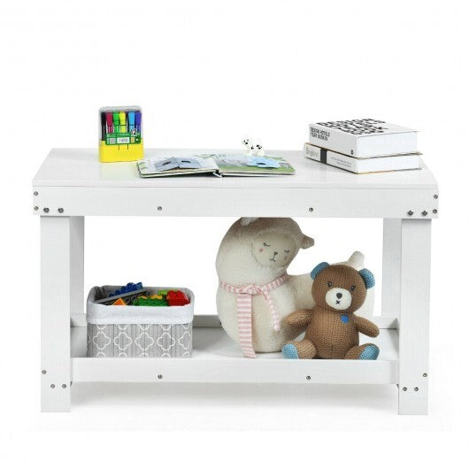 Solid Multifunctional Wood Kids Activity Play Table-White - Color: White W2B