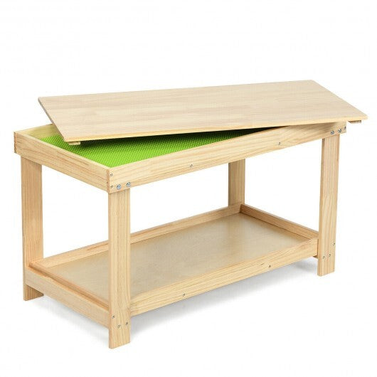 Solid Multifunctional Wood Kids Activity Play Table-Natural W2B