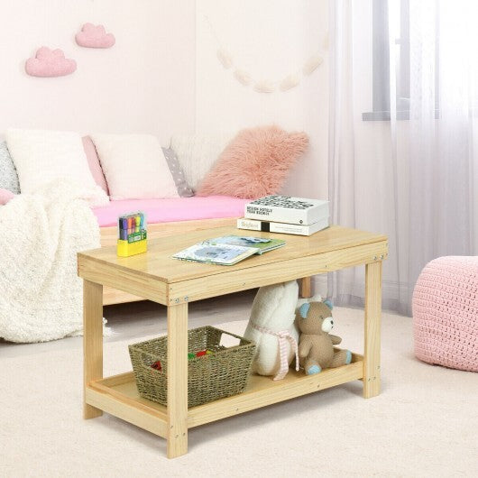 Solid Multifunctional Wood Kids Activity Play Table-Natural W2B