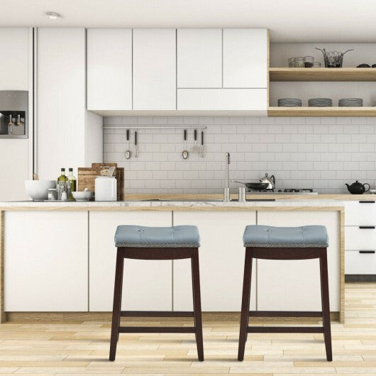 Set of 2 24-Inch Height Backless Counter Stool with Footrest-White