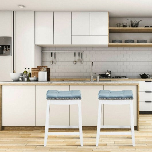 Set of 2 24-Inch Height Backless Counter Stool with Footrest-White