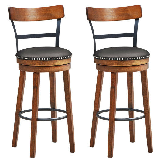 Set of 2 25.5 Inch Swivel Counter Height Bar Stool