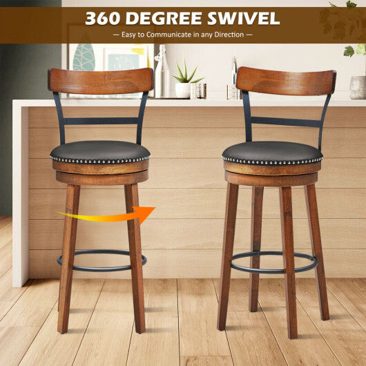 Set of 2 25.5 Inch Swivel Counter Height Bar Stool
