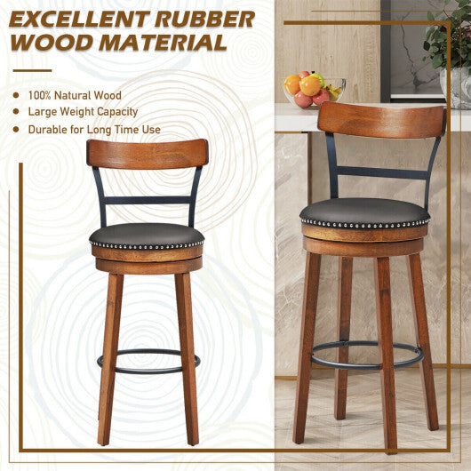 Set of 2 25.5 Inch Swivel Counter Height Bar Stool