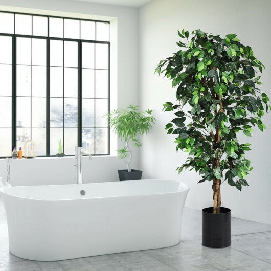 6 Feet Artificial Ficus Silk Tree - Color: Green W2B