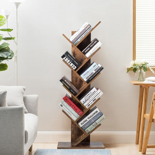 8-Tier Free Standing Tree Bookshelf-Coffee - Color: Coffee W2B