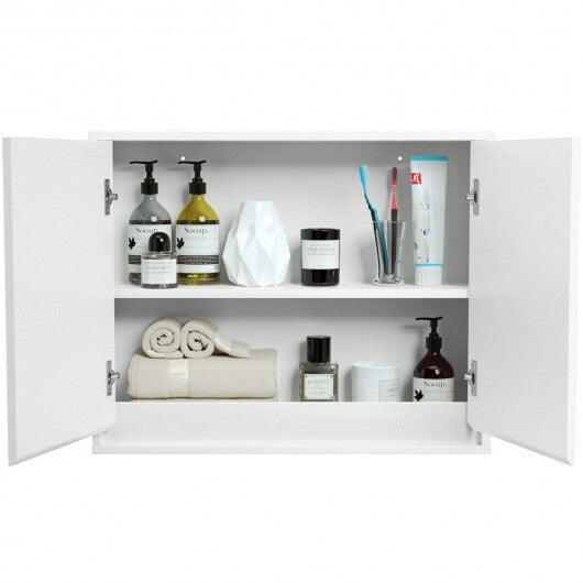 2-Door Wall-Mounted Bathroom Mirrored Medicine Cabinet W2B