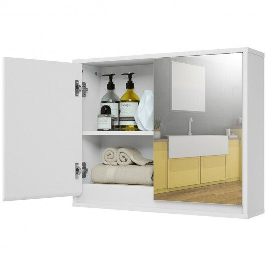 2-Door Wall-Mounted Bathroom Mirrored Medicine Cabinet W2B