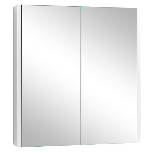 Double Door Bathroom Wall Cabinet with Mirror and Adjustable Shelf W2B