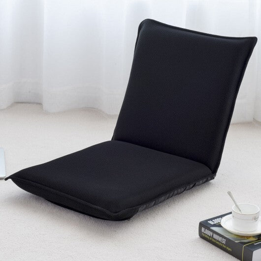 Adjustable 6 Positions Folding Lazy Man Sofa Chair Floor Chair-Black - Color: Black W2B