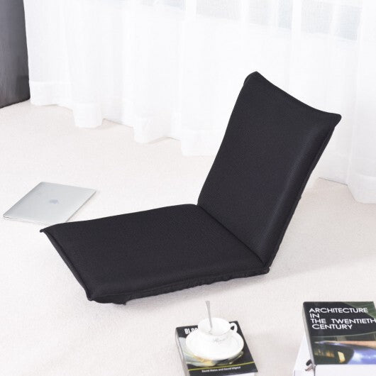 Adjustable 6 Positions Folding Lazy Man Sofa Chair Floor Chair-Black - Color: Black W2B