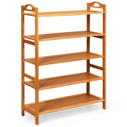 5-Tier Bamboo FreeStanding Shoe Rack-Natural W2B