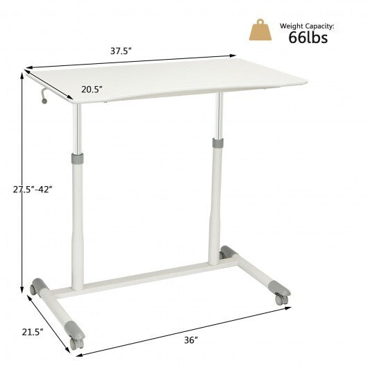 Height Adjustable Computer Desk Sit to Stand Rolling Table W2B