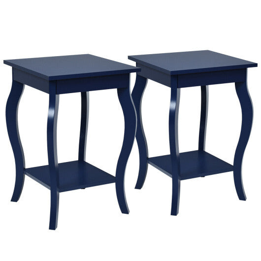 Set of 2 Accent Side Tables with Shelf