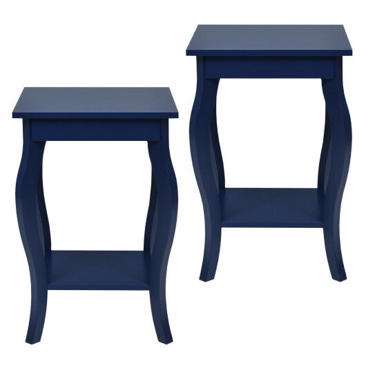 Set of 2 Accent Side Tables with Shelf