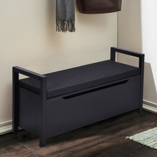 34.5 15.5 19.5 Inch Shoe Storage Bench with Cushion Seat for Entryway-White W2B