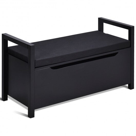 34.5 15.5 19.5 Inch Shoe Storage Bench with Cushion Seat for Entryway-White W2B