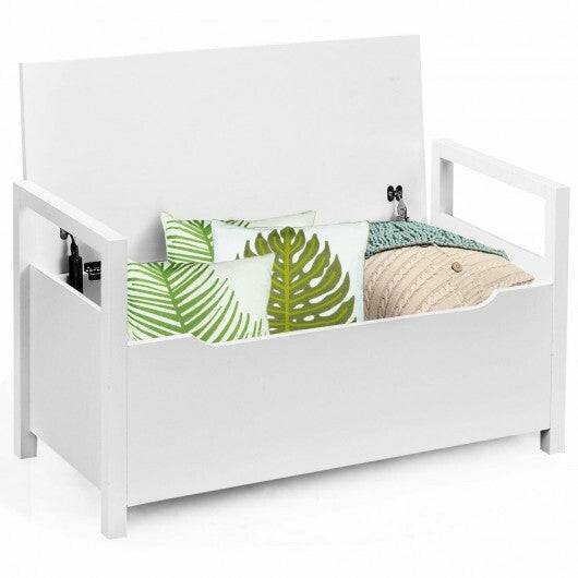 34.5 15.5 19.5 Inch Shoe Storage Bench with Cushion Seat for Entryway-White W2B