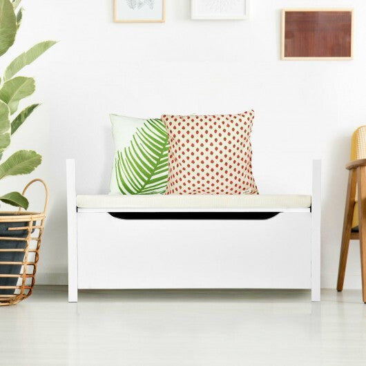 34.5 15.5 19.5 Inch Shoe Storage Bench with Cushion Seat for Entryway-White W2B