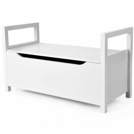 34.5 15.5 19.5 Inch Shoe Storage Bench with Cushion Seat for Entryway-White W2B