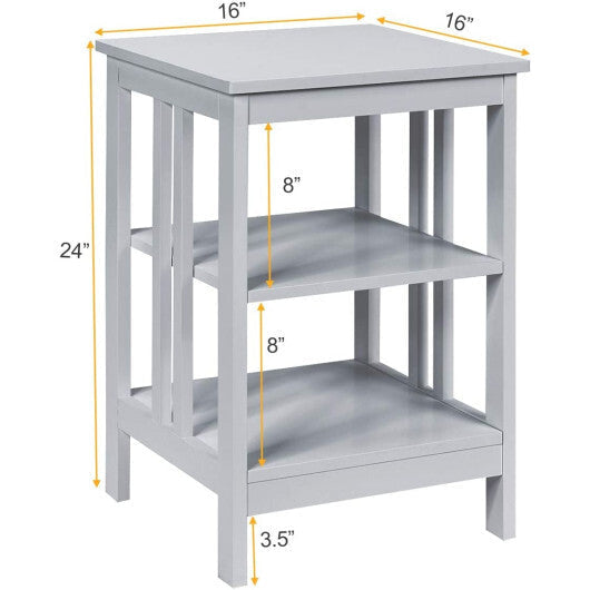 2 Pieces 3-Tier Nightstand with Reinforced Bars and Stable Structure-Dark Brown W2B