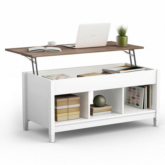 Coffee Table with Hidden Storage Compartment-White W2B