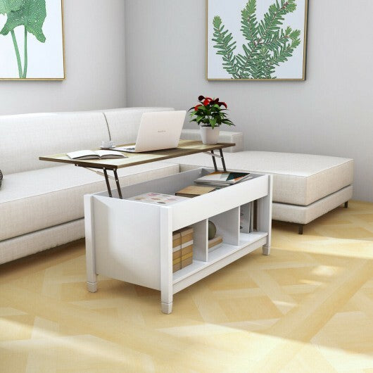 Coffee Table with Hidden Storage Compartment-White W2B
