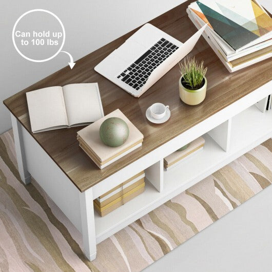 Coffee Table with Hidden Storage Compartment-White W2B