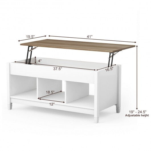 Coffee Table with Hidden Storage Compartment-White W2B