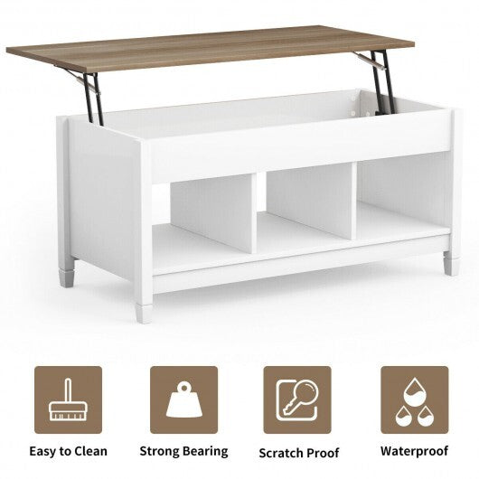 Coffee Table with Hidden Storage Compartment-White W2B