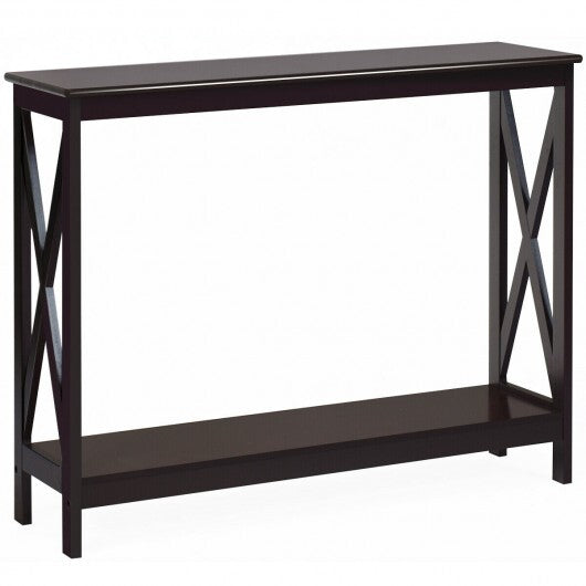 2-Tier Console X-Design Sofa Side Accent Table-White W2B