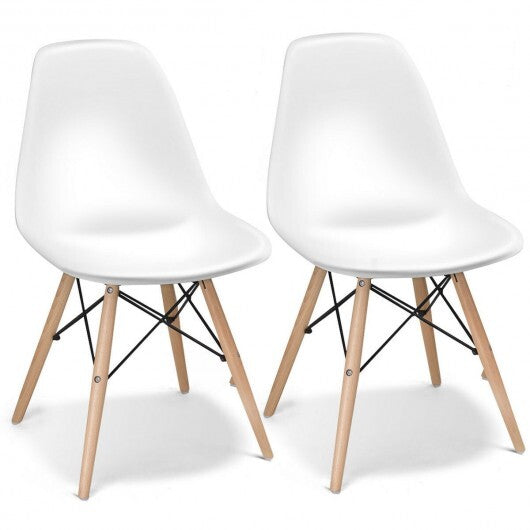 Set of 2 Mid-Century Modern DSW Dining Side Chair-White - Color: White W2B