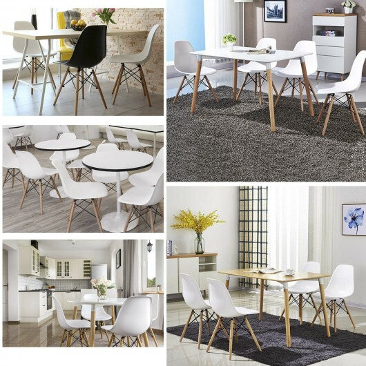 Set of 2 Mid-Century Modern DSW Dining Side Chair-White - Color: White W2B