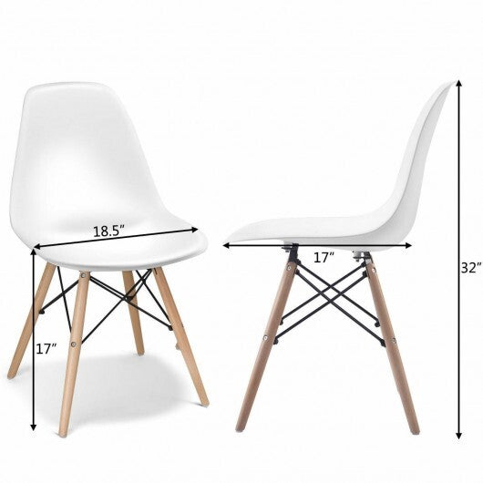 Set of 2 Mid-Century Modern DSW Dining Side Chair-White - Color: White W2B