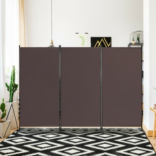 3-Panel Room Divider Folding Privacy Partition Screen for Office Room-Brown - Color: Brown W2B