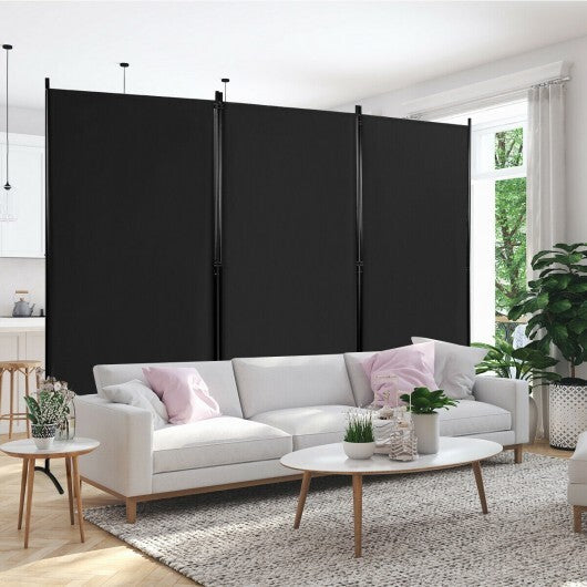 3-Panel Room Divider Folding Privacy Partition Screen for Office Room-Black W2B