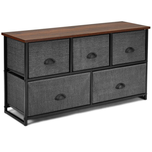 Dresser Storage Tower with 5 Foldable Cloth Storage Cubes-Black W2B