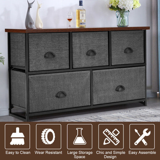 Dresser Storage Tower with 5 Foldable Cloth Storage Cubes-Black W2B