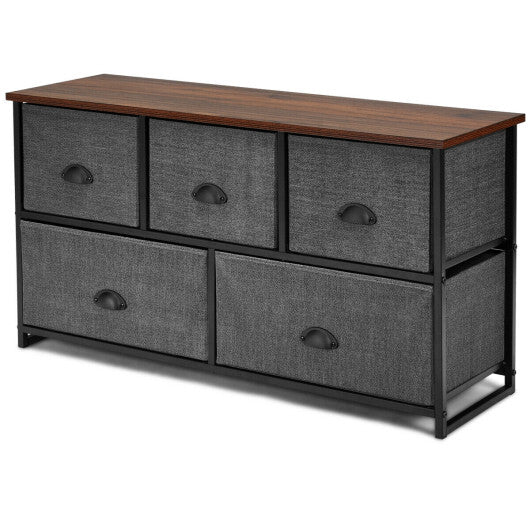 Dresser Storage Tower with 5 Foldable Cloth Storage Cubes-Black W2B