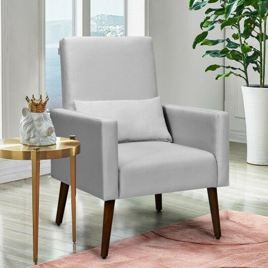 2-in-1 Fabric Upholstered Rocking Chair with Pillow-Light Gray - Color: Light Gray W2B
