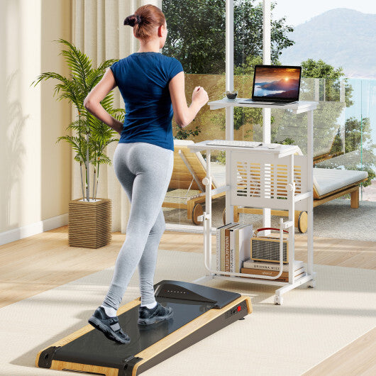 Height Adjustable Mobile Computer Stand-Up Desk with Two Modes-White W2B