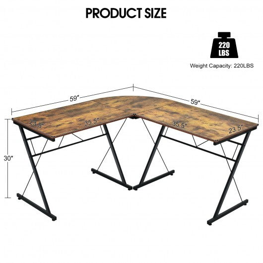59 Inches L-Shaped Corner Desk Computer Table for Home Office Study Workstation-Black