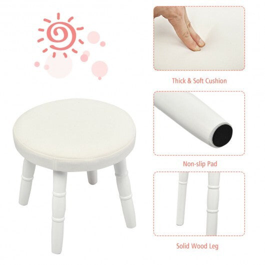 Kids Vanity Makeup Table & Chair Set Make Up Stool-White - Color: White W2B