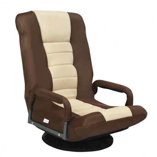 360-Degree Swivel Gaming Floor Chair with Foldable Adjustable Backrest-Gray W2B