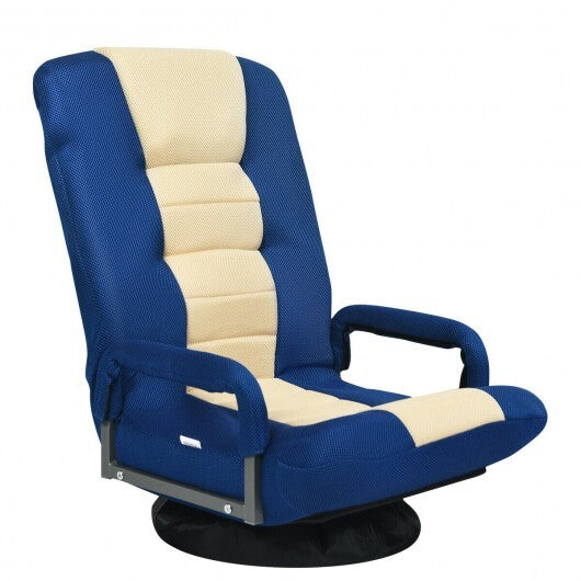 360-Degree Swivel Gaming Floor Chair with Foldable Adjustable Backrest-Gray W2B
