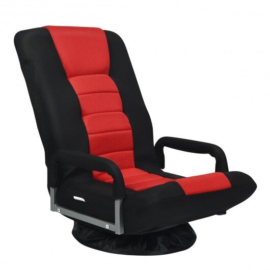 360-Degree Swivel Gaming Floor Chair with Foldable Adjustable Backrest-Gray W2B