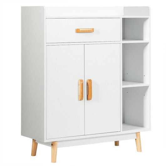 Floor Storage Cabinet Free Standing Cupboard Chest with 1 Drawer-Black W2B